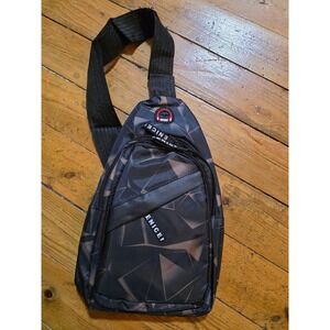 ENICE Mens Crossbody Sling Bag Geometric Prism Black Charcoal Sport Chest Pack